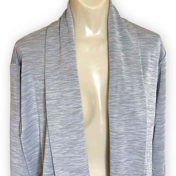 Pebble Beach Dry-Luxe Gray Space Dye Open Front Long Sleeve Golf Cardigan NWT - Picture 8 of 16